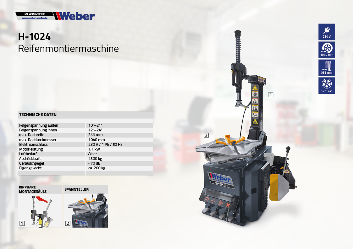 Weber Klassik Serie Reifenmontiermaschine H-1024