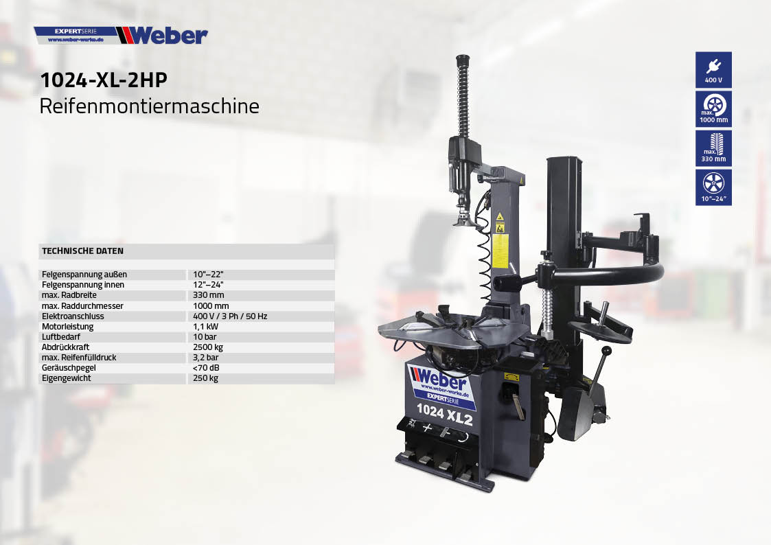 PKW Reifen Montiermaschine Weber Expert Serie 1024-XL-2HP