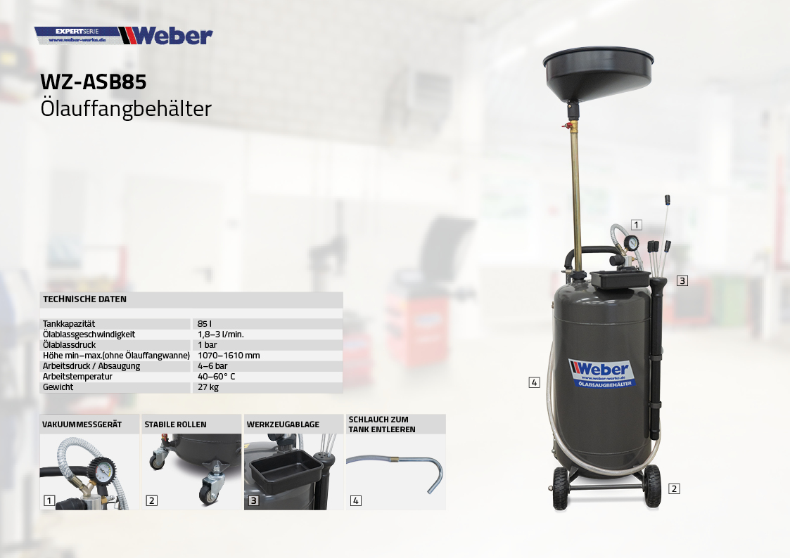 Weber Ölauffangbehälter mit Absaugfunktion 85 l