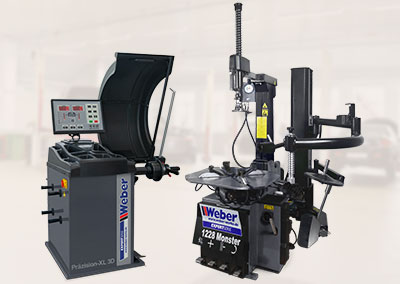 PKW Reifenmontiermaschine 1228 Monster und Radwuchtmaschine Präzision-XL 3D